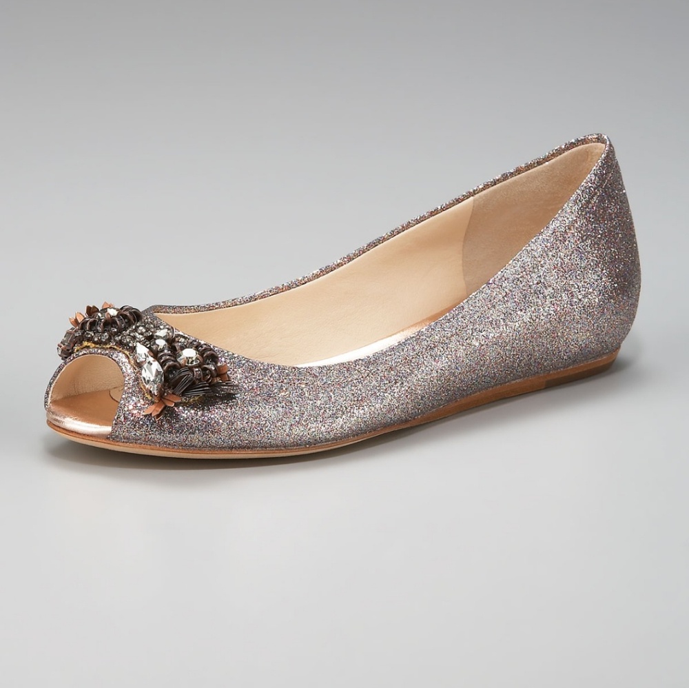 Vera Wang Lavendar | Metallic Peep-Toe Flat